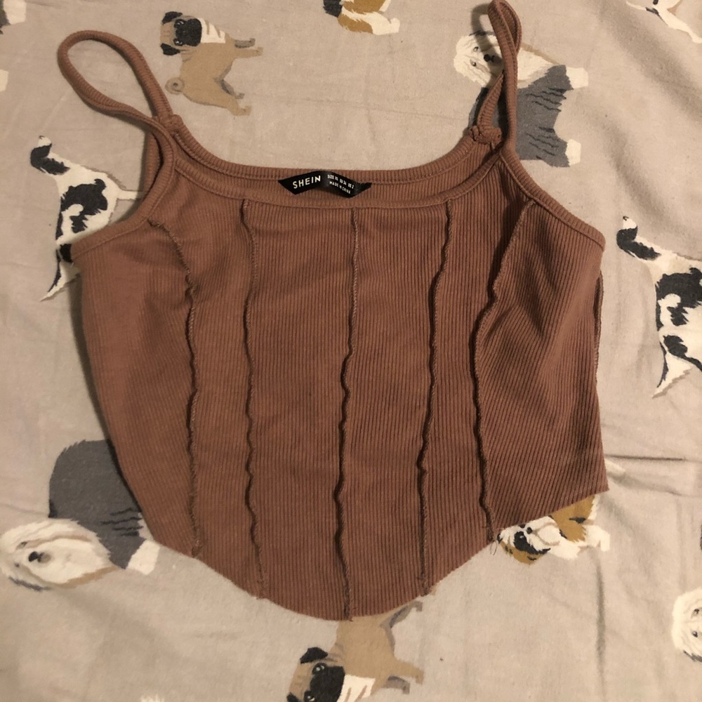 brown cropped tank top